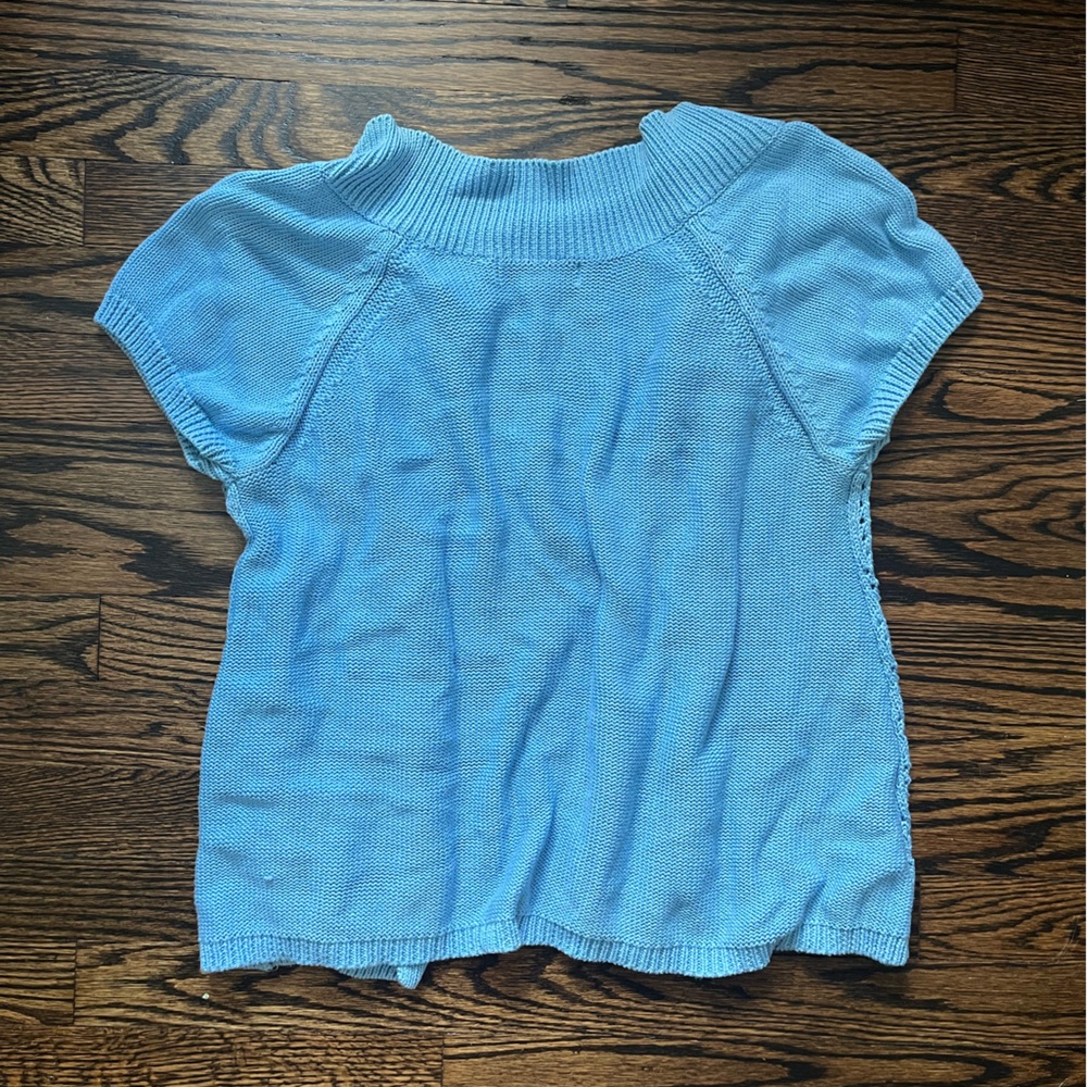 blue knit short sleeve vintage sweater - Picture 5 of 5